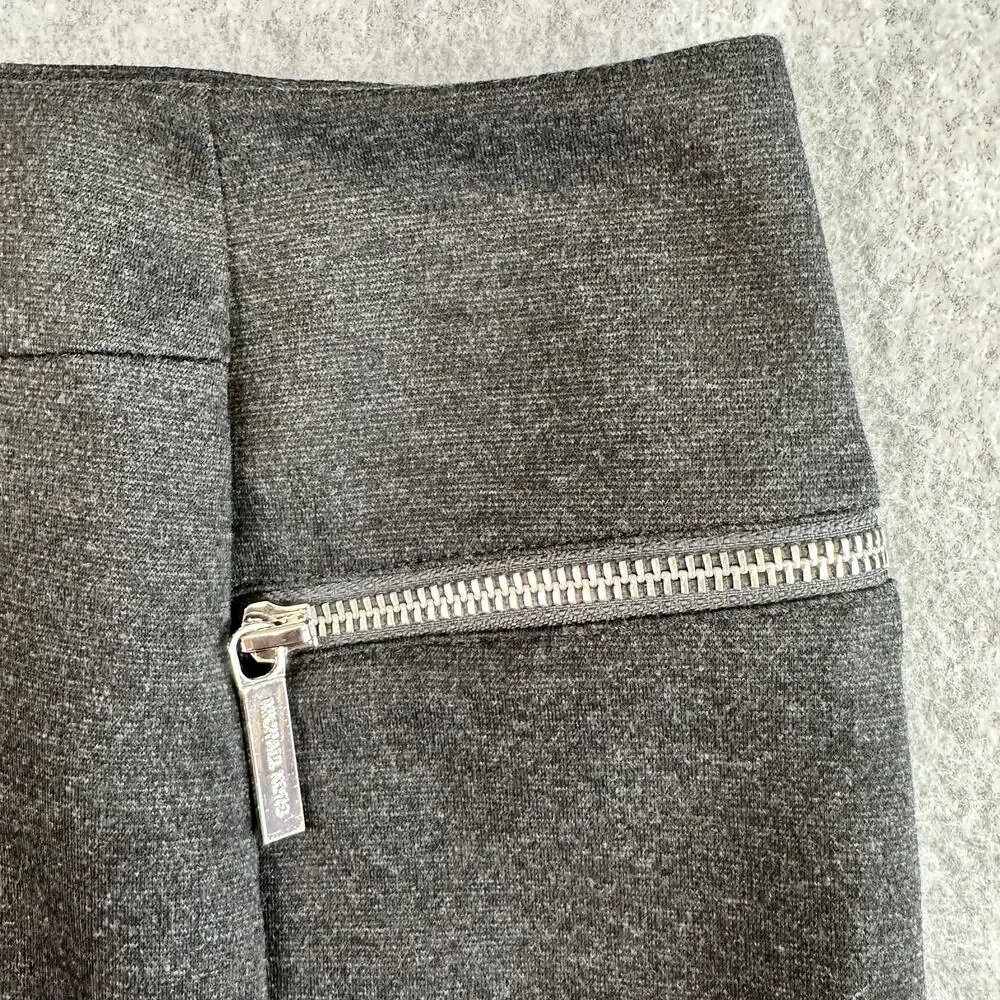 Michael Kors Pencil Skirt WMNS Size 6 Charcoal Gray Zip Pocket Modern Minimalist